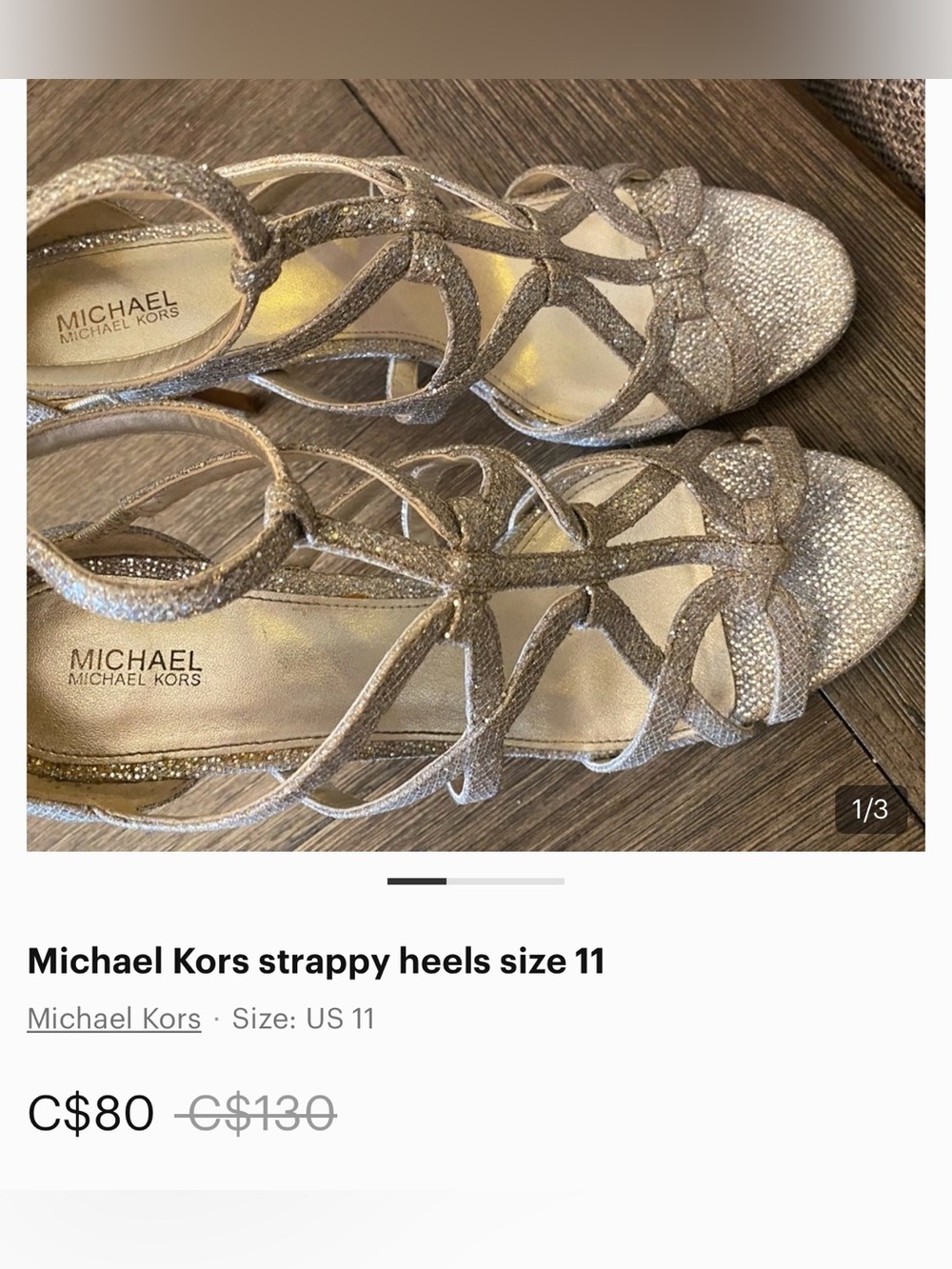 Michael Kors Glitter Strappy Sandals - Champagne Gold